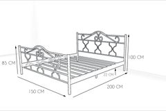 Gold Metalen Bedframe, 150x200 cm, Wit