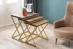 Venice Zettafels met Metalen Poten, Walnoot en Goud