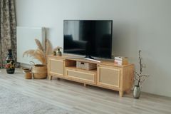 Jute Scandinavisch Jute Tv-Meubel met Stoffen Hoes, 180 cm