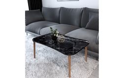 Leitha Zettafels Set met Houten Poten, Zwart Marmer