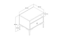 Lissabon Bedside Table, Walnut & Cream