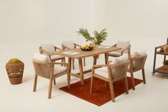 Monte Carlo Houten Tuinset, 6 Zits, Creme