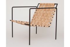 Sohomanje Woven Leather Accent Chair, Beige & Black