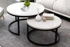 Vita Coffee Table Set, White & Black