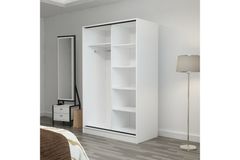 Medway Kledingkast met Schuifdeuren, 120 cm, Wit en Houtskool