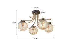 Apliqa Edin Glazen Hanglamp met 4 Lampjes, Geel