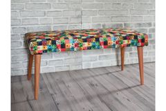 Retro Bank met Groen Vierkant Patroon