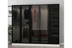 Medway Tideway Kledingkast met 5 Deuren en 2 Lades, 190 cm, Wit en Zwart