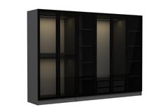 Medway Tideway Garderobe met 6 Glazen Deuren en 2 Laden, 210 cm, Antraciet en Zwart