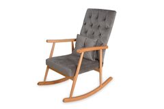 Asedia Trend Schommelstoel Gestoffeerd, Grijs & Natuurlijke Kleur
