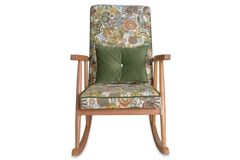 Asedia Trend Retro Schommelstoel, Groen & Natuurlijke Kleur