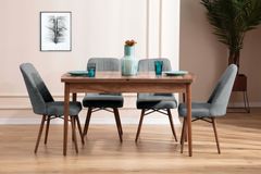 Lydiana Eettafelset voor 4 Personen, 130x80 cm, Grijs