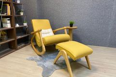 Asien Schommelstoel, Asgrauw, Geel en Natuurlijke Kleur