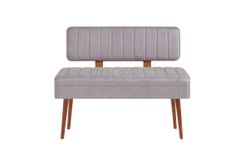 Vina Opbergbank Gestoffeerd, Walnoot & Lichtgrijs