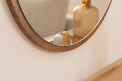 Wood Ronde Wandspiegel 50 cm, Bruin