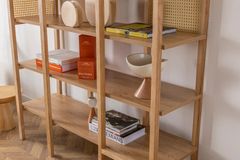Nala Mini Rattan Bookcase, 120 cm, Oak