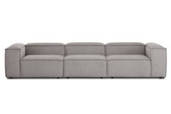 Frid Ruffelfluwelen 3-Zitsbank, Grijs