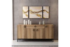 Medway Moon Moderne Dressoir, 160 cm, Goud en Walnoot