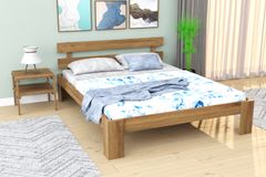 Berlin Double Bed, 140 x 200 cm, Walnut