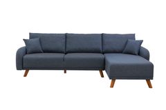 Hera Hoekbank met slaapfunctie met dubbel opslagruimte, Donkerblauw