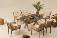 Pirus Rattan Tuinset, 6 Zits, Beige