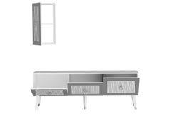 Bare Tv-Meubel, Wit Zilver