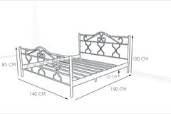 Gold Metalen Bedframe, 140x190 cm, Wit