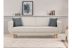 Larus 3-Zitsbank, Creme, Natuurlijke Poten