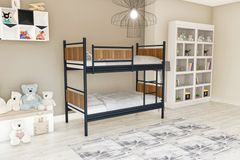 Star Stapelbed, 90x190cm, Zwart en Walnoot