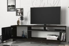 Artem TV Unit, 140 cm, Walnut & Black