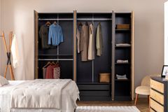 Panna Soft Kledingkast met 5 Deuren, Walnoot en Antraciet