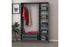 Medway Tideway Kledingkast met 3 Deuren en 2 Lades, 210 cm, Antraciet en Zwart