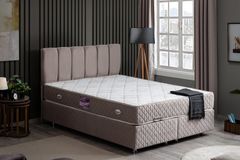 Tetra Box, Hoofdbord En Matras, Grijs, 140X190