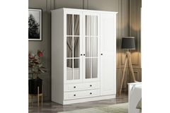Tideway Kledingkast met 3 Deuren en Spiegel, 210 cm, Wit