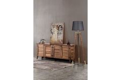 Stil Pyramide Vloerlamp, Zwart en Walnoot