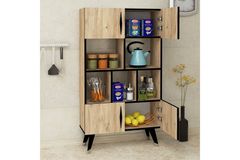 Castor Kitchen Cabinet, Light Wood
