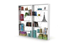 Tars 6-Tier Bookcase, 157 cm, White & Chrome