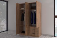 Amica Kledingkast met 4 Deuren & 2 Lades, Walnoot