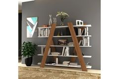 Drava Boekenrek met 5 Rekken, Wit en Eik