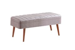 Vina Opbergbank Gestoffeerd, Walnoot & Lichtgrijs