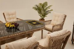 Pirus Rattan Tuinset, 6 Zits, Beige