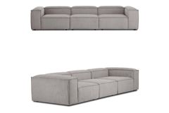 Frid Ruffelfluwelen 3-Zitsbank, Grijs