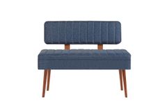 Vina Opbergbank Gestoffeerd, Walnoot & Donkerblauw
