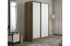 Medway Tideway Kledingkast met Schuifdeuren, 210 cm, Wit en Walnoot