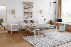 Bella Metalen Bedframe, 140x200 cm, Wit