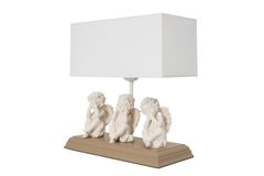 Misto Three Angels Table Lamp, White & Light Wood
