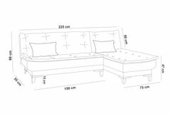 Kelly Hoekbank Links In Linnen Stof, Donkergrijze