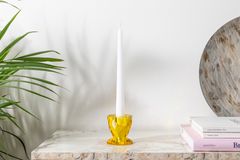 Sparkle Glass Candle Holder, Yellow