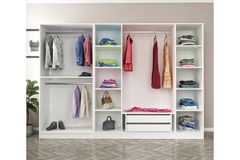 Medway Tideway Kledingkast met 6 Deuren en 2 Lades, 210 cm, Wit en Zwart