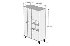 Maxi Multifunctionele Kast, 4 Deuren, Met Ophangplanken, Wit Pijn